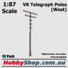 VR Telegraph Poles [West] 1:87 HO Scale