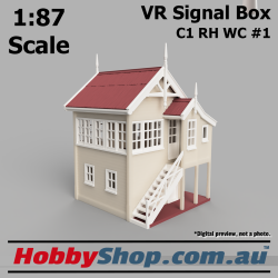 VR Signal Box #1 [C1 RH WC] Beige HO 1:87 Scale