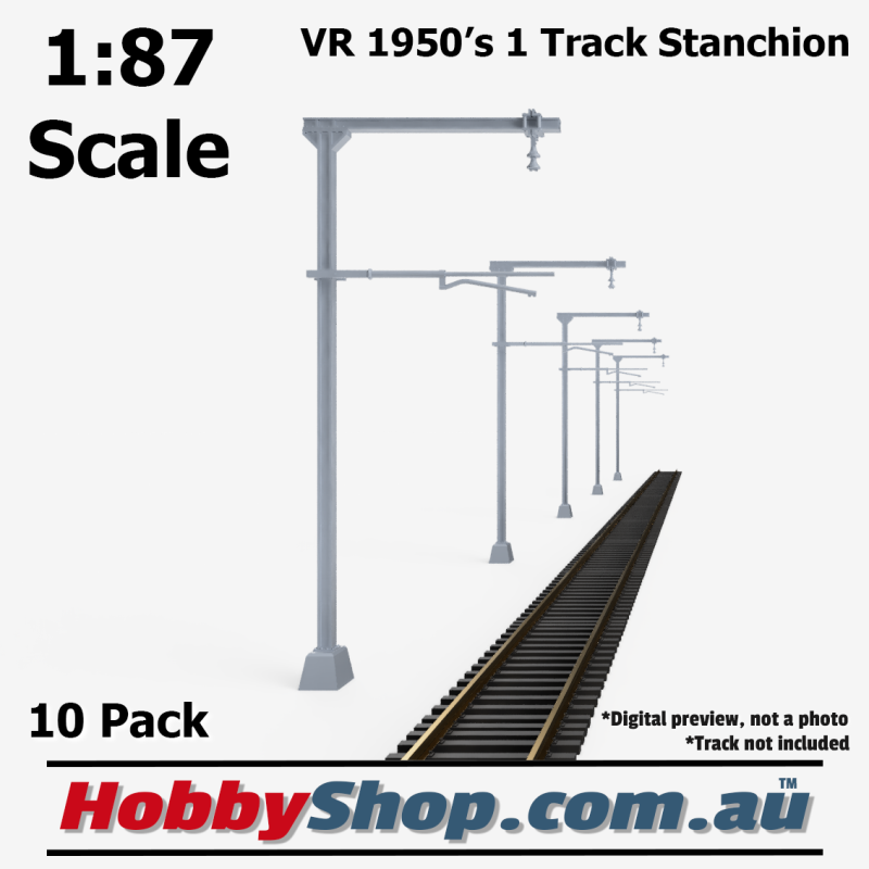 VR 1950s H Beam 1 Track Stanchion HO 1:87 Scale - 10 Pack