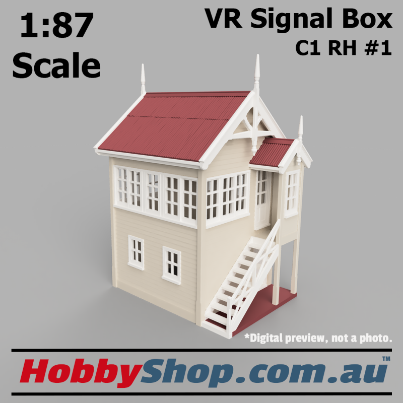 VR Signal Box #1 [C1 RH] Beige HO 1:87 Scale