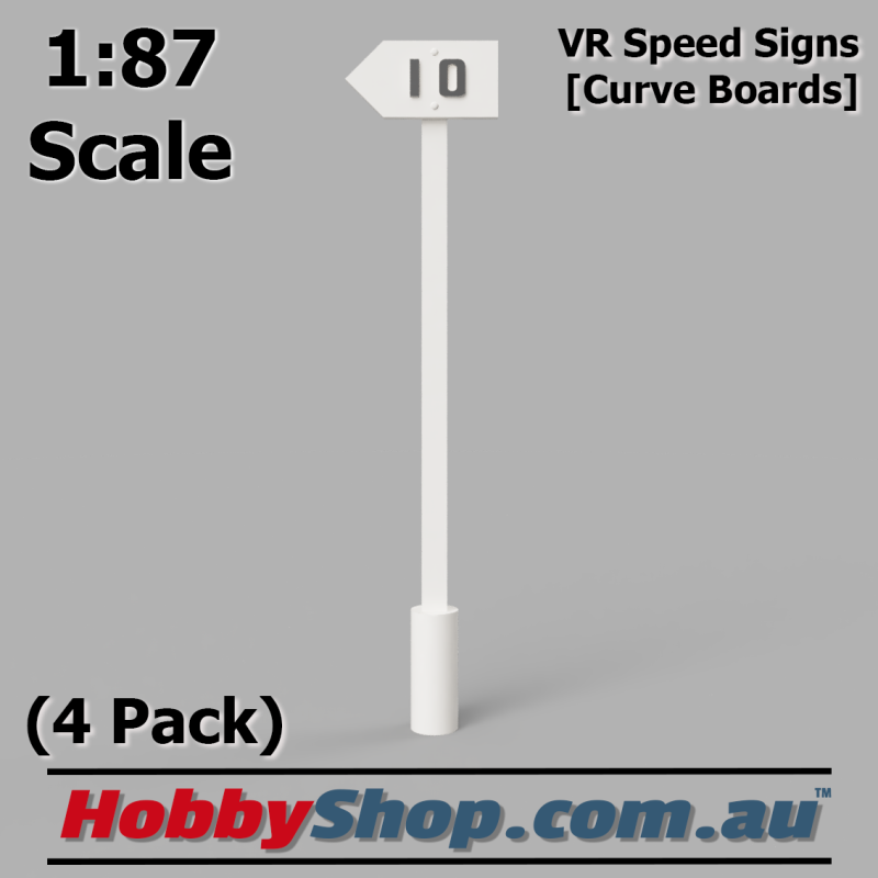 VR Speed Signs [Curve Boards] 4 Pack 1:87 HO Scale