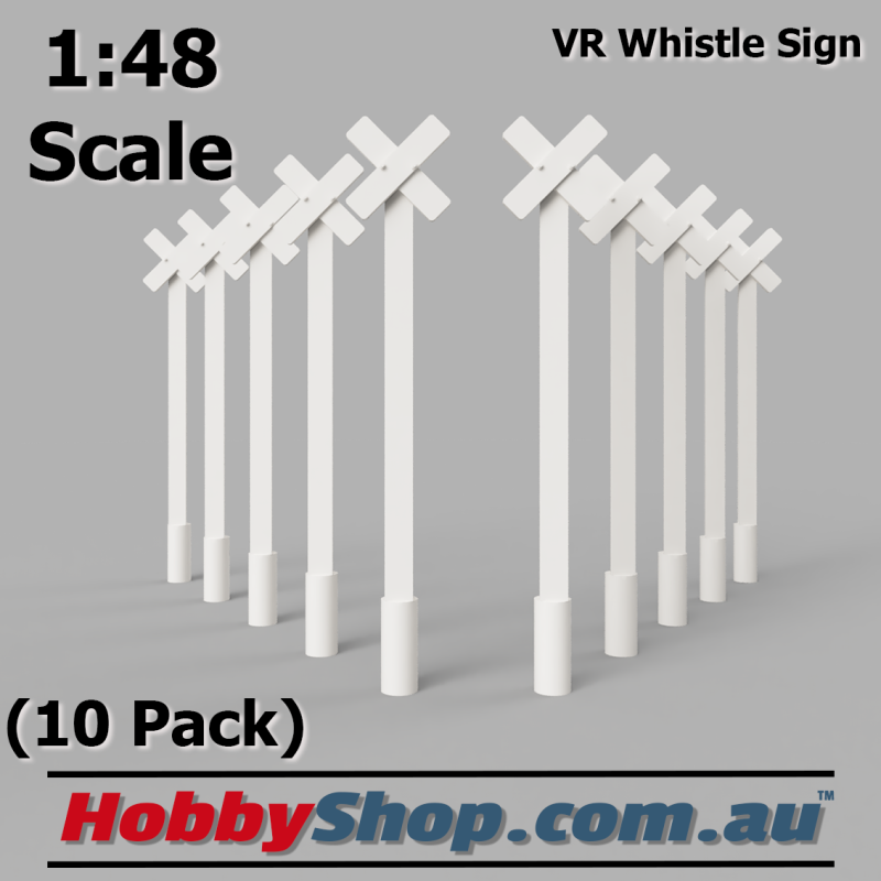VR Whistle Sign 10 Pack 1:48 O Scale VR Whistle Sign 10 Pack 1:48 O Scale