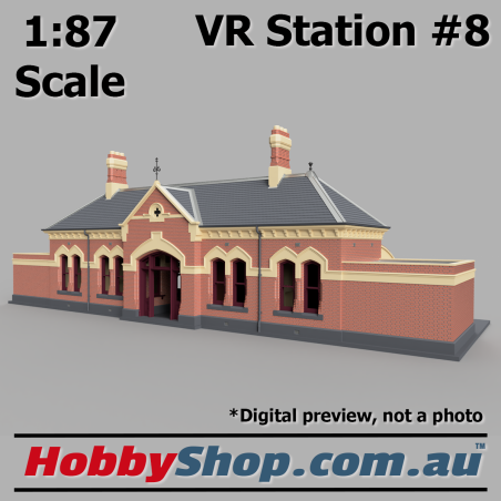 VR Station Building #8 Gothic Brick with Toilets HO 1:87 Scale
