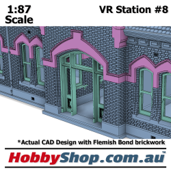 VR Station Building #8 Gothic Brick with Toilets HO 1:87 Scale
