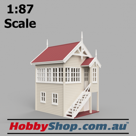 VR Signal Box #1 [C1 RH] Beige HO 1:87 Scale