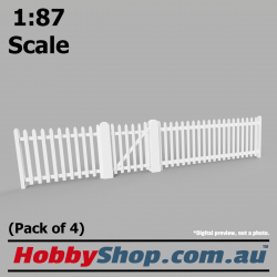 VR Picket Fence with Gate #6 [Right] (4 pack) 1:87 Scale