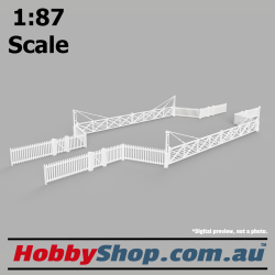 VR Crossing Gates with Picket Fence Set #8 1:87 Scale