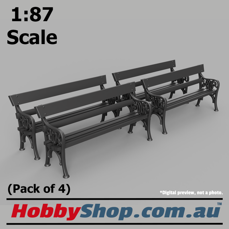 VR Station Bench Seat [Black] HO 1:87 Scale