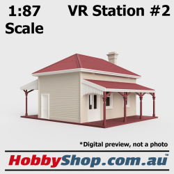 VR Station Building #2 Beige 1:87 Scale