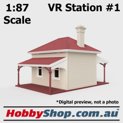 VR Station Building #1 Beige 1:87 Scale