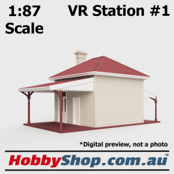 VR Station Building #1 Beige 1:87 Scale