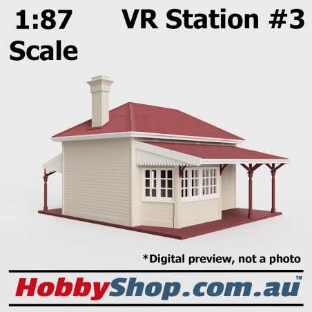 VR Station Building #3 Beige 1:87 Scale