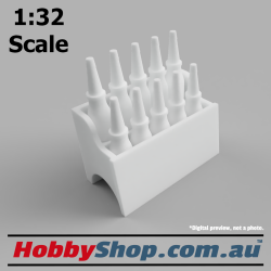 1:32 Scale 3D Model Oil Bottle Rack & 10 Bottles