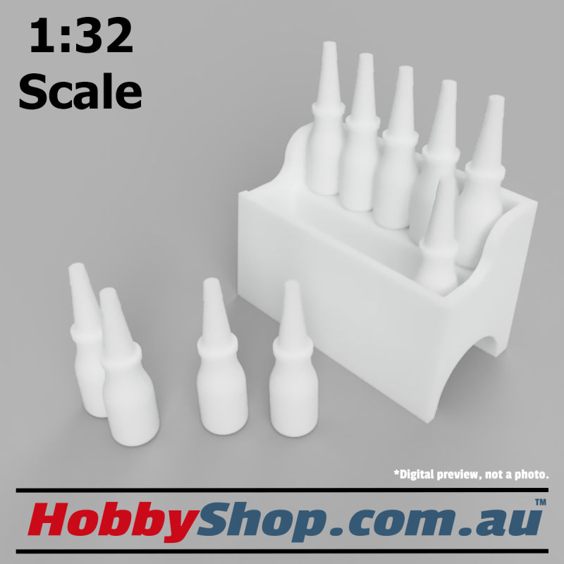 1:32 Scale 3D Model Oil Bottle Rack & 10 Bottles