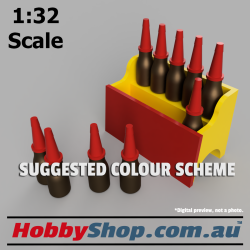 1:32 Scale 3D Model Oil Bottle Rack & 10 Bottles