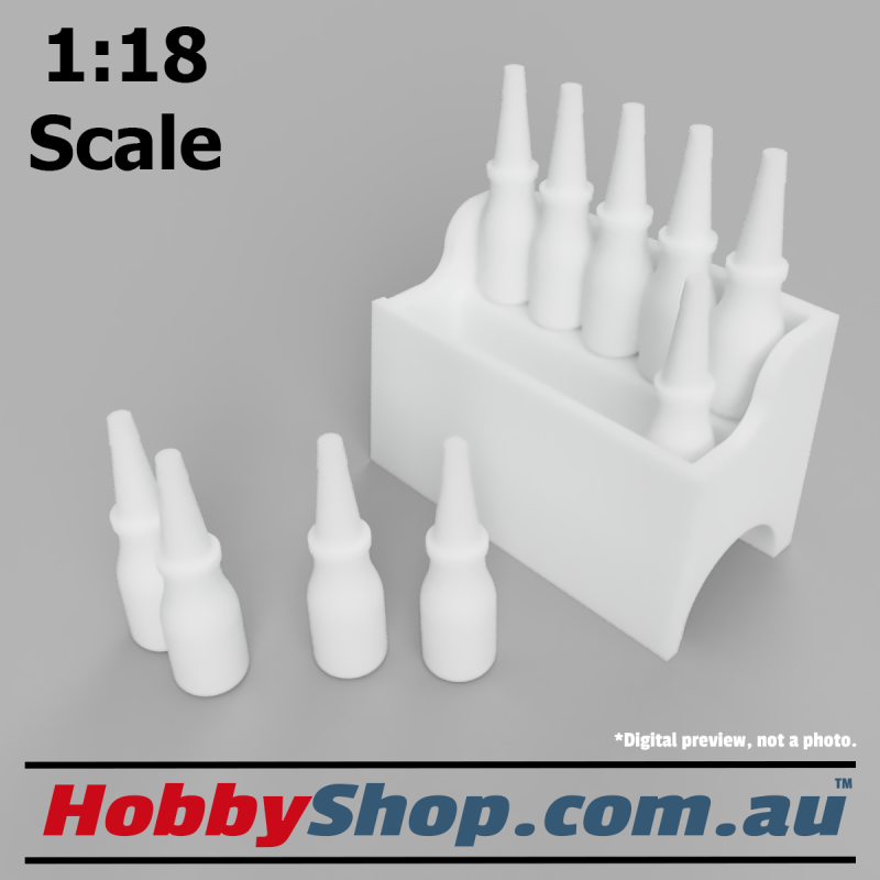 1:18 Scale 3D Model Oil Bottle Rack & 10 Bottles