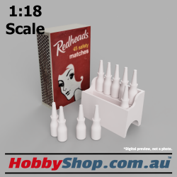 1:18 Scale 3D Model Oil Bottle Rack & 10 Bottles