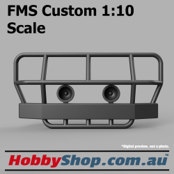 FMS CUSTOM 1:10 Scale 3D Model Bullbar with lights for 4WD like Toyota FJ40 Landcruiser